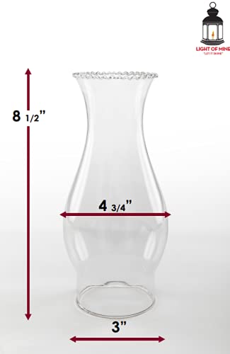 Light Of Mine - 3&quot; X 8.5&quot; Crimp Top Oil Lamp Replacement Chimney (3&quot; X 8 1/2&quot;)