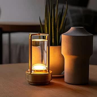 Cordless Table Lamp With Touch Sensor, Lumisom Crystal Table Lantern Lamp, Rechargeable Cordless Led Lamp, 3 Color 3200Ma Stepless Dimming Touch, Desk Lamp For Bedroom Restaurant Home Outdoor (Gold)