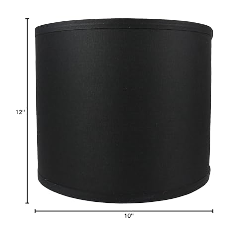 Urbanest Classic Drum Lampshade, Smooth Linen, 12x12x10 Inch, Black, Porcelain and Metal