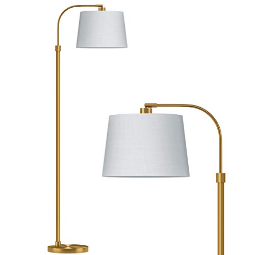 Oneach 62" Gold Arc Floor Lamp - Vintage Mid-Century Modern Metal Reading Light for Living Rooms, Bedrooms, and Offices - Model AMZ-F2015-GL