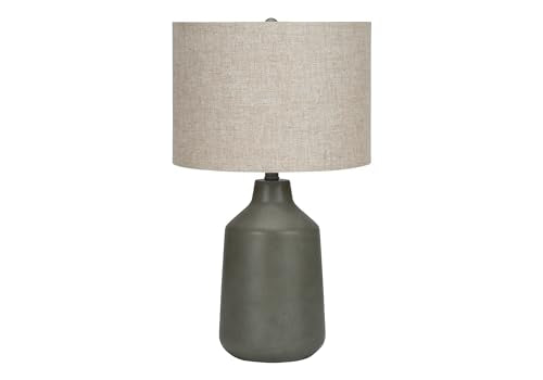 Monarch Specialties I 9703 Lightingtable Lamp, Grey Concrete, Beige Shade, Contemporary
