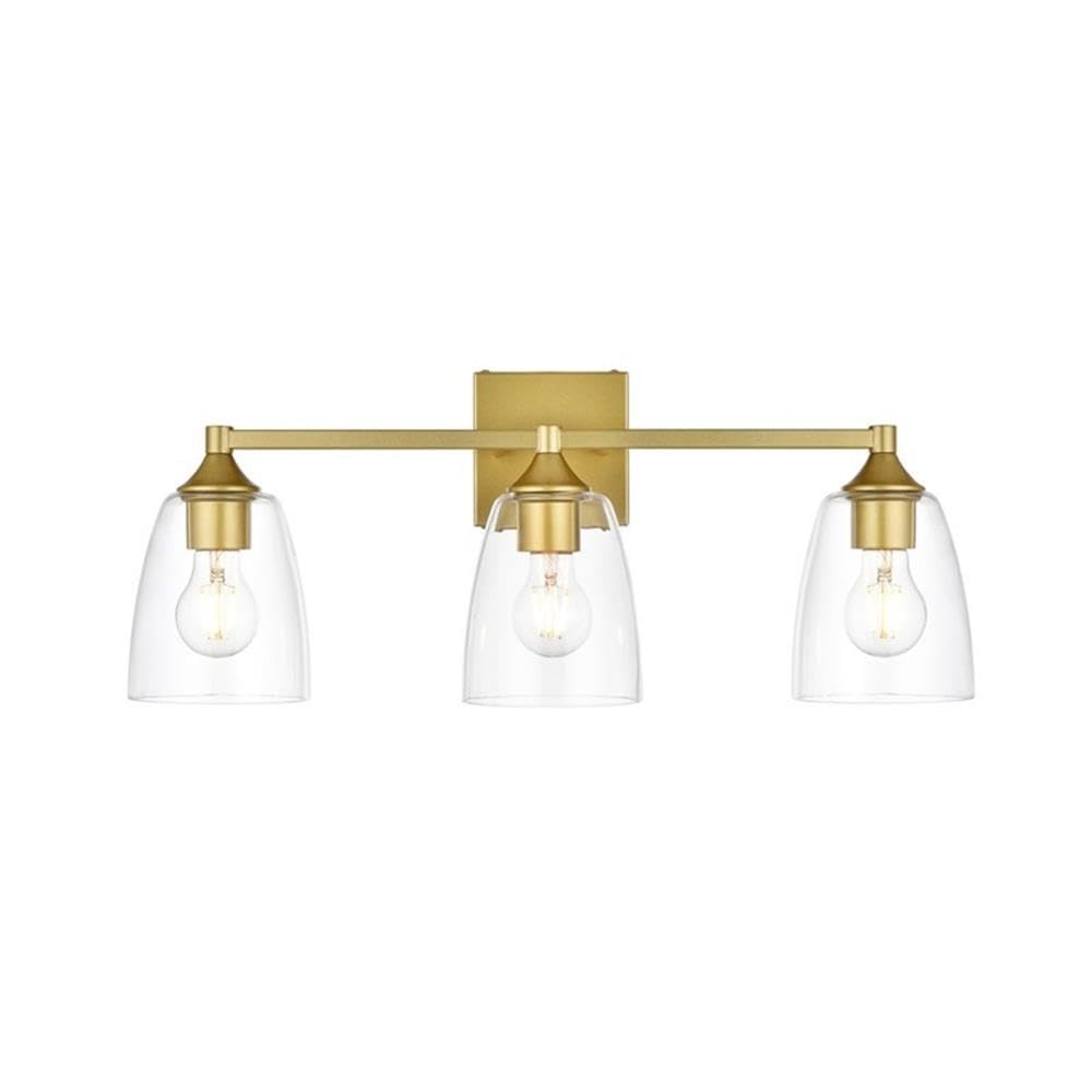 Living District Gianni 3-Light Iron & Glass Bath Sconce in Brass/Clear