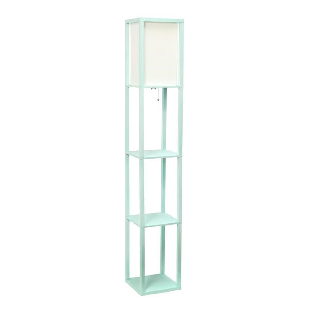 Lalia Home Aqua Column Shelf Floor Lamp With Linen Shade - Stylish Lighting For Any Space