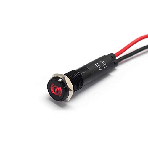 Alpinetech 8Mm 12V Led Metal Handbrake Warning Indicator Pilot Dash Light With Black Bezel