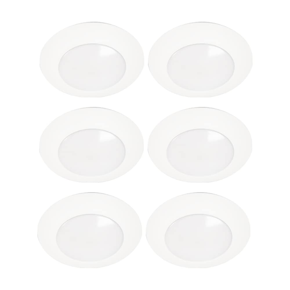 HALO 6 inch Recessed LED Disc Ceiling & Wall Light - Surface Mount - 3000K - White - 6 Pack