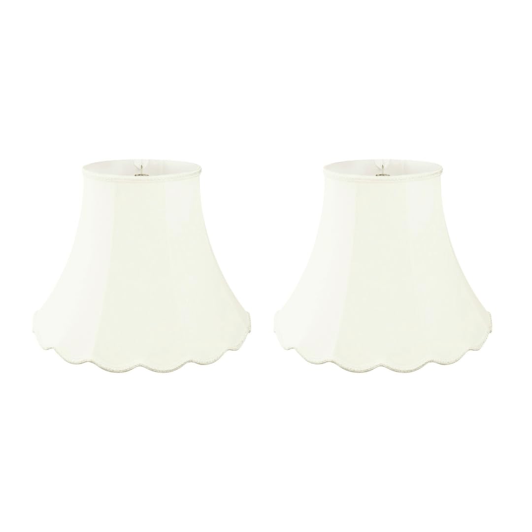 Royal Designs Scalloped Bell Designer Lamp Shade, White,4 x 8 x 7.25, Set of 2