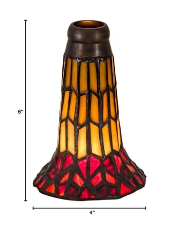 Meyda Tiffany Pond Lily Shade, 4in Wide x 6in High, Glass, Red, Model 16551
