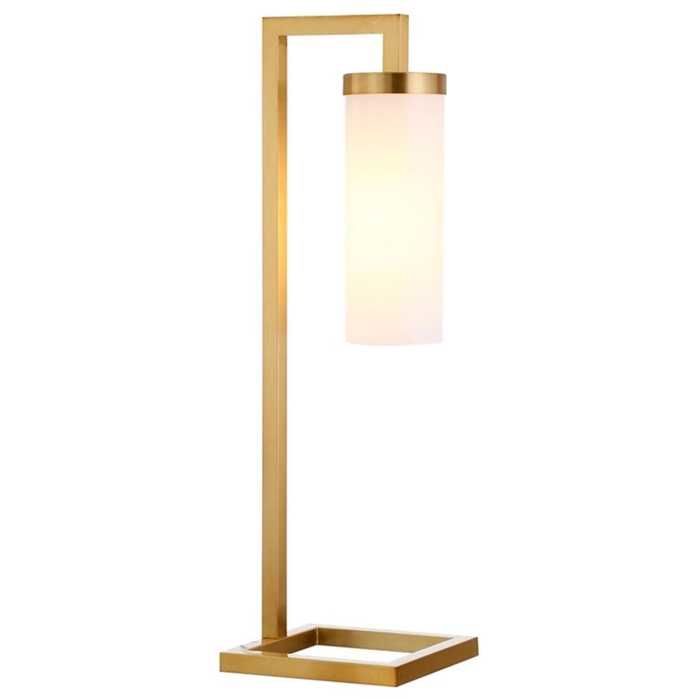 Henn&Hart 26'' Tall Table Lamp With Glass Shade In Brass/White Milk, Lamp, Desk Lamp For Home Or Office