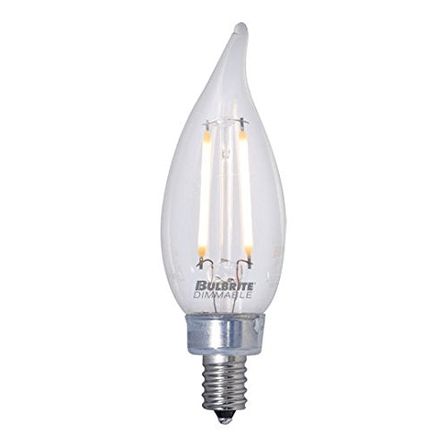 Bulbrite Led Filament Ca10 Dimmable Candelabra Screw Base (E12) Light Bulb 25 Watt Equivalent 2700K, Clear 4-Pack
