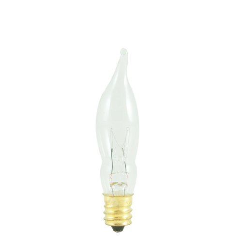Bulbrite 7.5W Incandescent Flame Tip Ca5 Chandelier Bulb, Candelabra Base, Clear, 1 Count