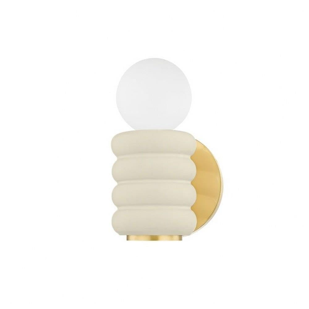Mitzi H691101-AGB/CAI Bibi - 1 Light Wall Sconce 7 inches Tall and 4.75 inches Wide - Aged Brass/Ceramic Antique Ivory