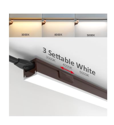 Leetdud Under Cabinet Lighting Plug In  12 Inch 1 Pc  Linkable Ac120V 3Cct 3000K/4000K/5000K Ultra Slim  Led Under Cabinet Lights For Counter Light  Kitchen  Shelf  Sink  Workshop  Desk  Bronze