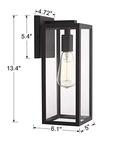 Bestshared Outdoor Wall Lantern, Black Metal Sconce Light, 2 Pack, Anti-Rust with Clear Glass, Model CLK200