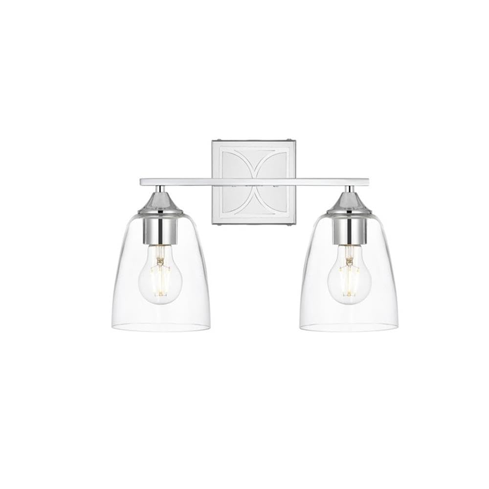 Living District Harris 2-Light Iron & Glass Bath Sconce in Chrome/Clear
