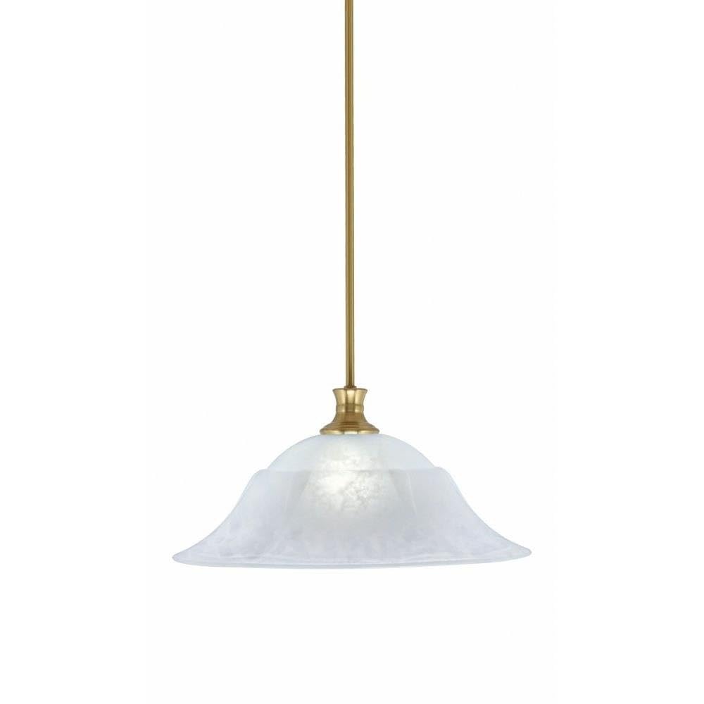 Toltec Lighting 76-NAB-53815 Stem - 1 Light Pendant with Hang Straight Swivel-9.5 Inches Tall and 20 Inches Wide, Finish Color: New Age Brass, Glass Color: White Marble