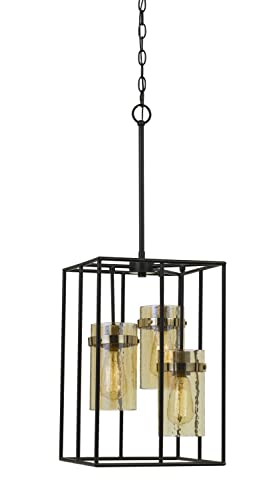 Cal Lighting Fx-3680-3 Transitional Three Light Pendant From Cremona Collection In Black Finish, 12.30 Inches