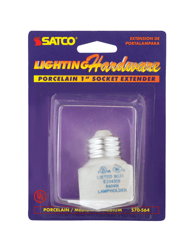 Satco Light Bulb Socket Extender, Medium Size, Plastic, Model S70-564, No Color