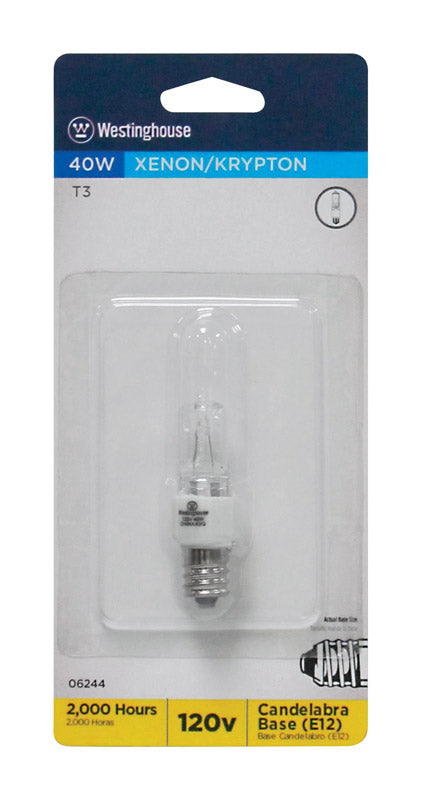 Westinghouse 40 Watt Clear Incandescent T3 Light Bulb, 120 Volt, 2000 Hour, 560 Lumen, Model 0624400, 1 Count