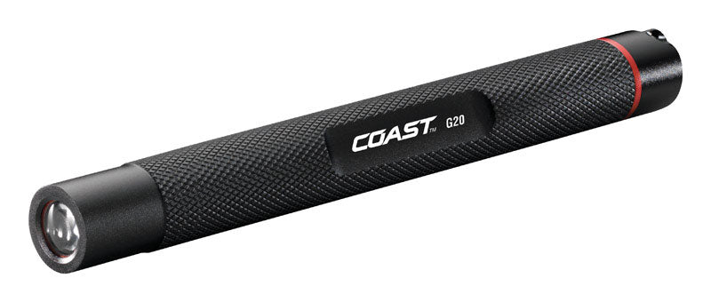 Coast G20 LED Penlight, Black, 54 Lumens, Adjustable Pocket Clip, Aluminum, 1 Count