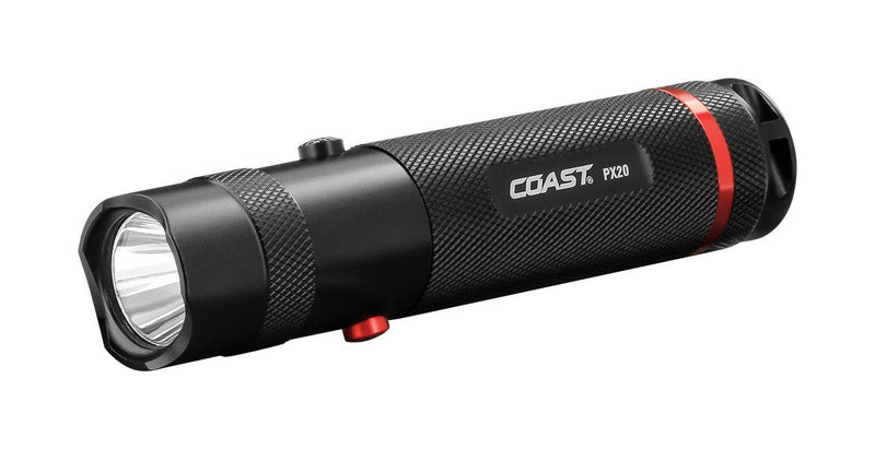 Coast PX20 Dual Color LED Flashlight, 400 Lumens, Aluminum, Black, Model 19271