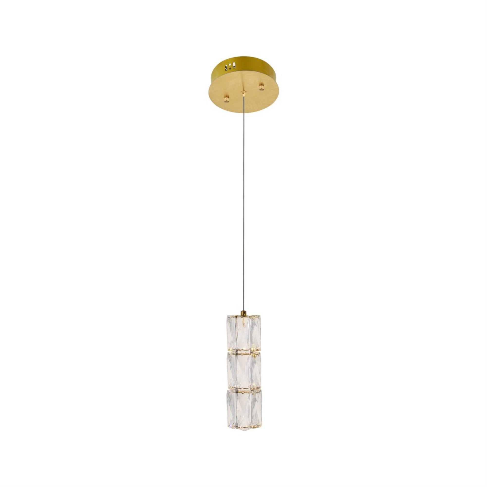 Elegant Lighting Gold Pendant Light with Clear Royal Cut Crystal, 6inD x 9inH, Model 3500D1G, Modern Home Decorative LED Fixture
