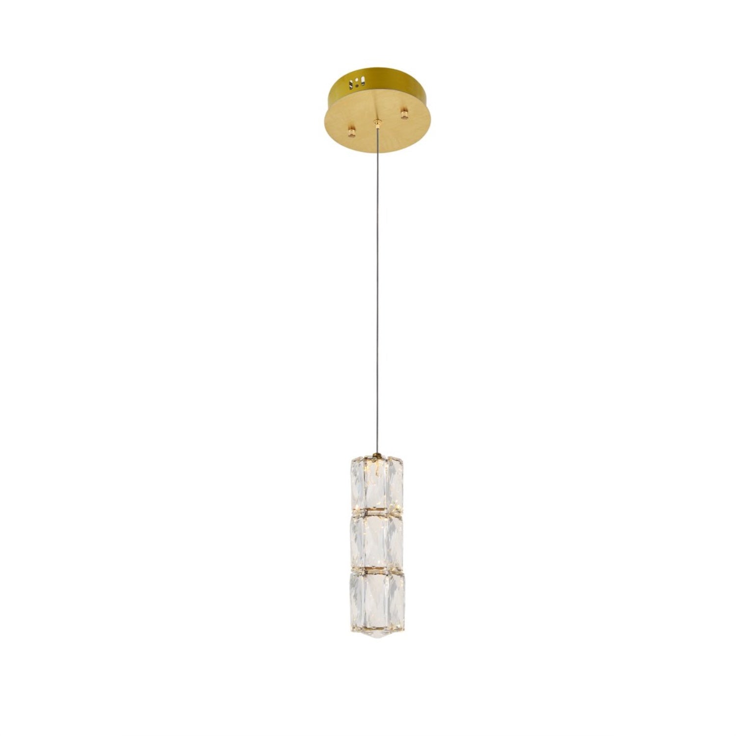 Elegant Lighting Gold Pendant Light with Clear Royal Cut Crystal, 6inD x 9inH, Model 3500D1G, Modern Home Decorative LED Fixture