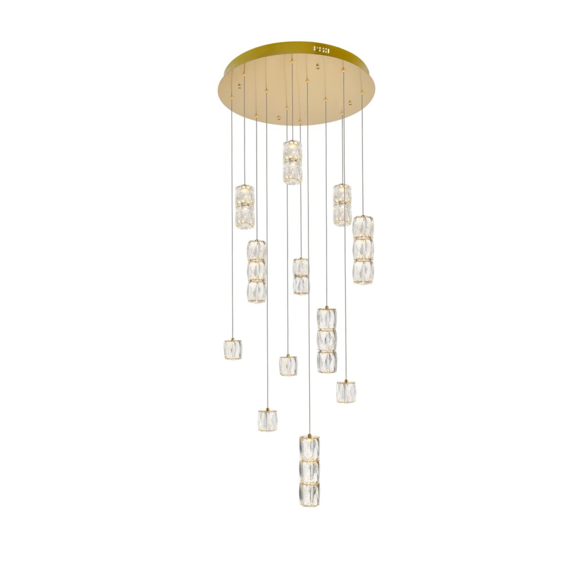 Elegant Lighting Gold Pendant Light 24inD x 9.2inH Metal Clear Crystal Model 3500D24G
