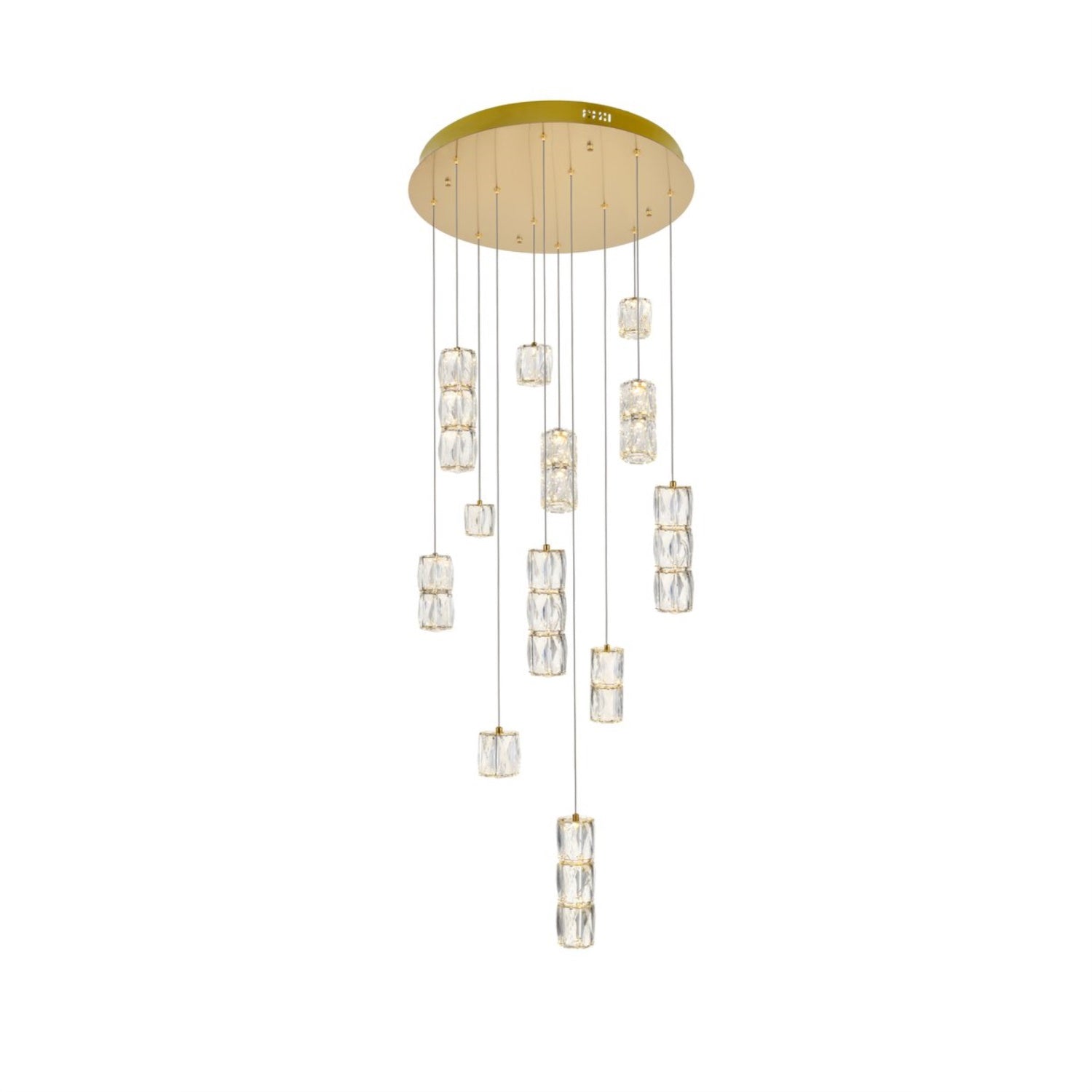 Elegant Lighting Gold Pendant Light 24inD x 9.2inH Metal Clear Crystal Model 3500D24G