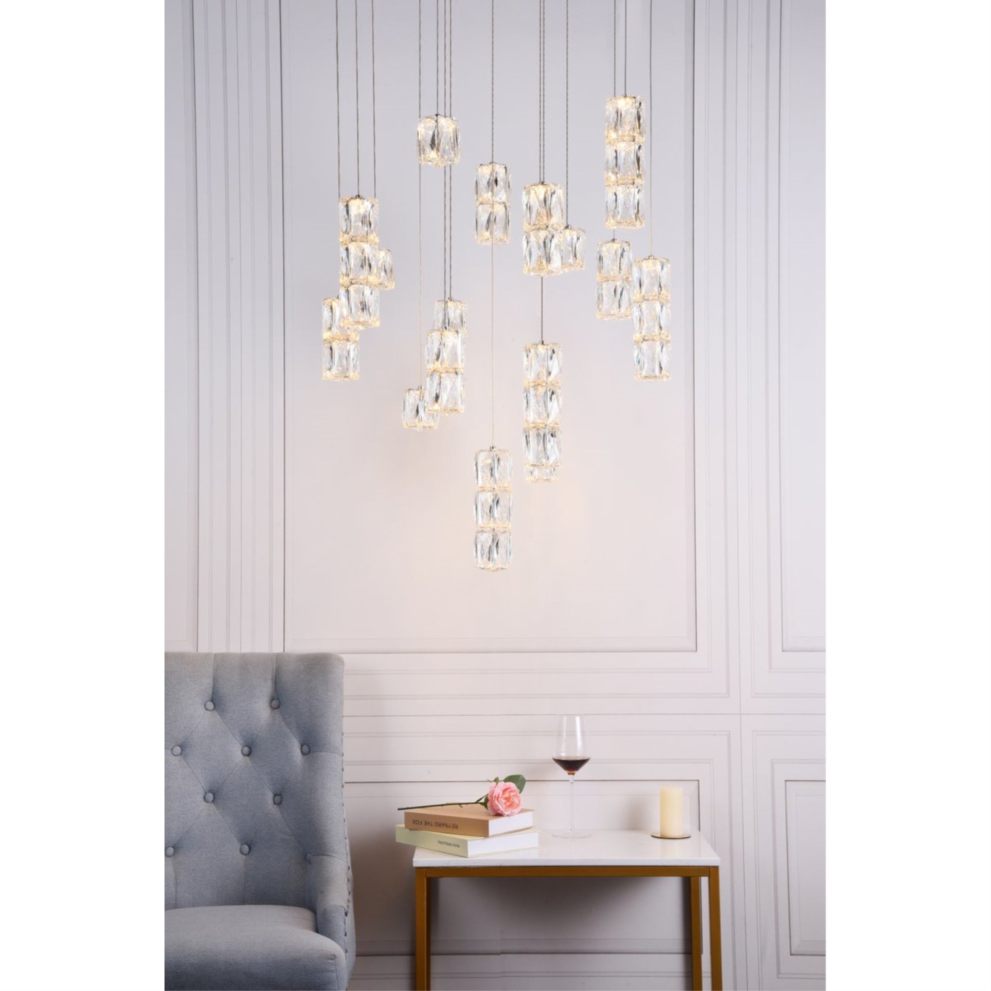 Elegant Lighting Indoor Modern Home Decorative Bright Polaris Led Light Chrome Pendant Clear Crystal