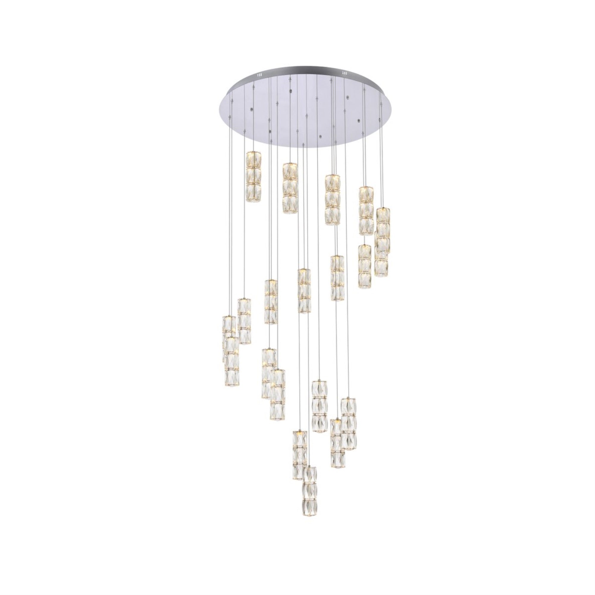 Elegant Lighting Polaris LED Chandelier, Chrome, 38 inch, Model 3500D38C