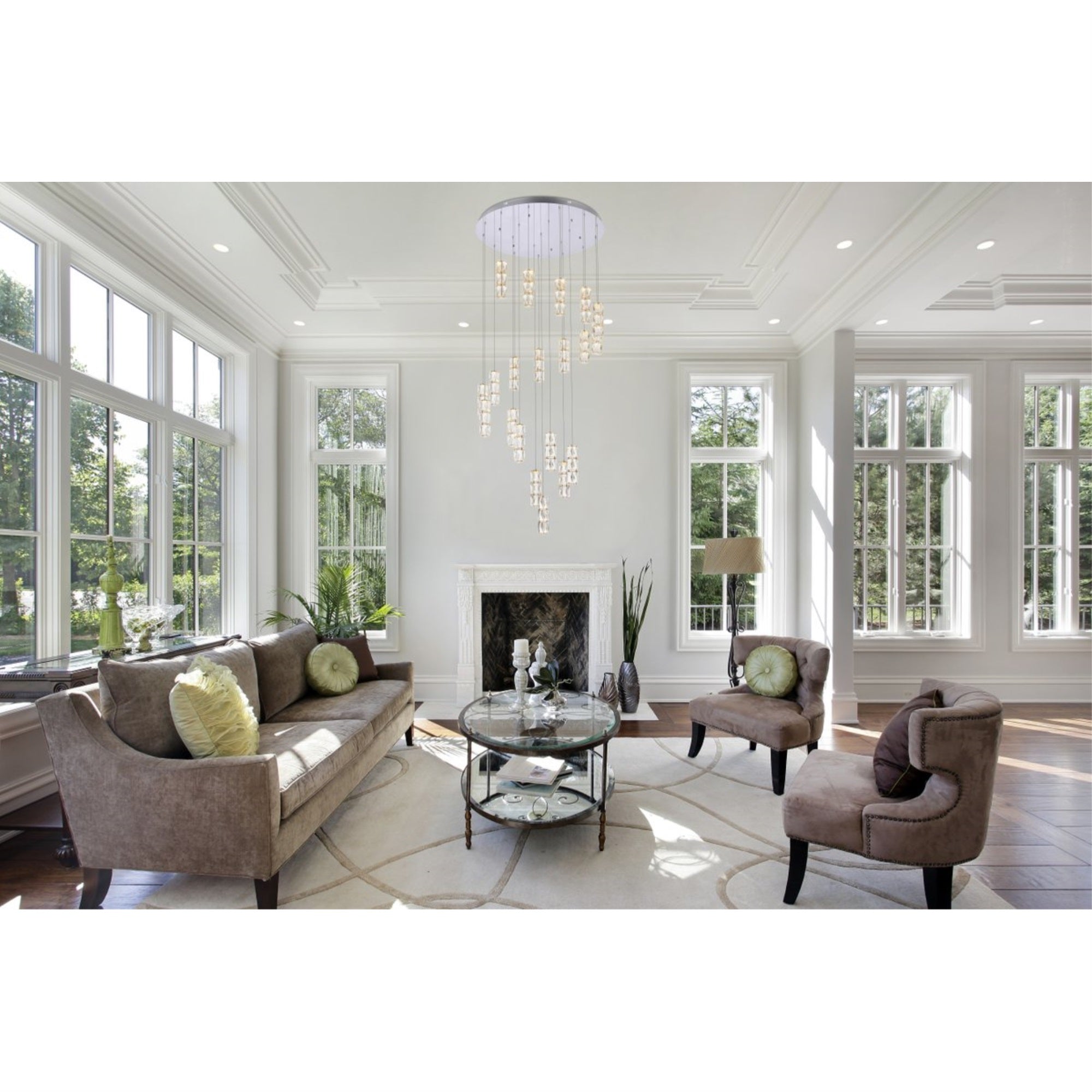 Elegant Lighting Polaris LED Chandelier, Chrome, 38 inch, Model 3500D38C