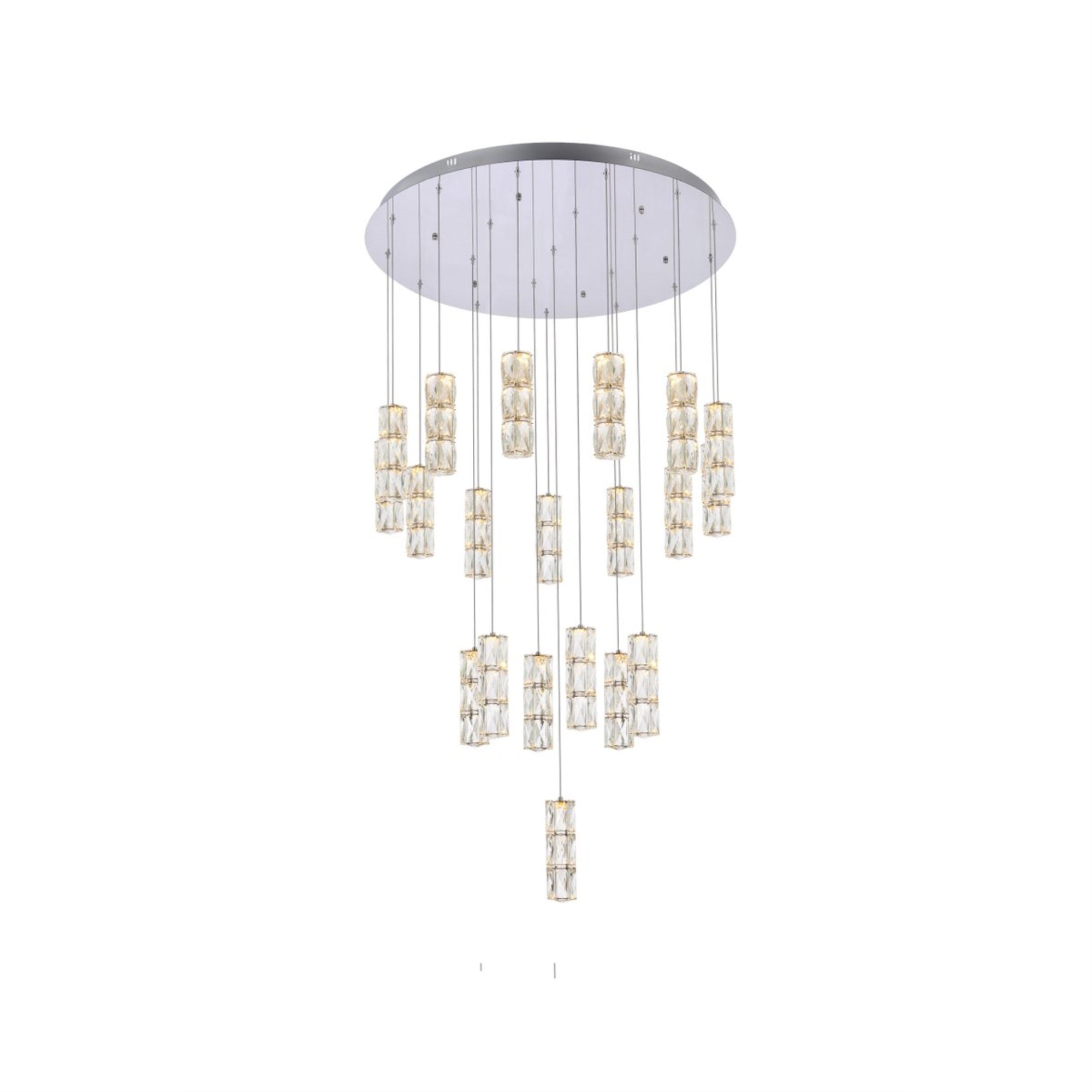 Elegant Lighting Polaris LED Chandelier, Chrome, 38 inch, Model 3500D38C