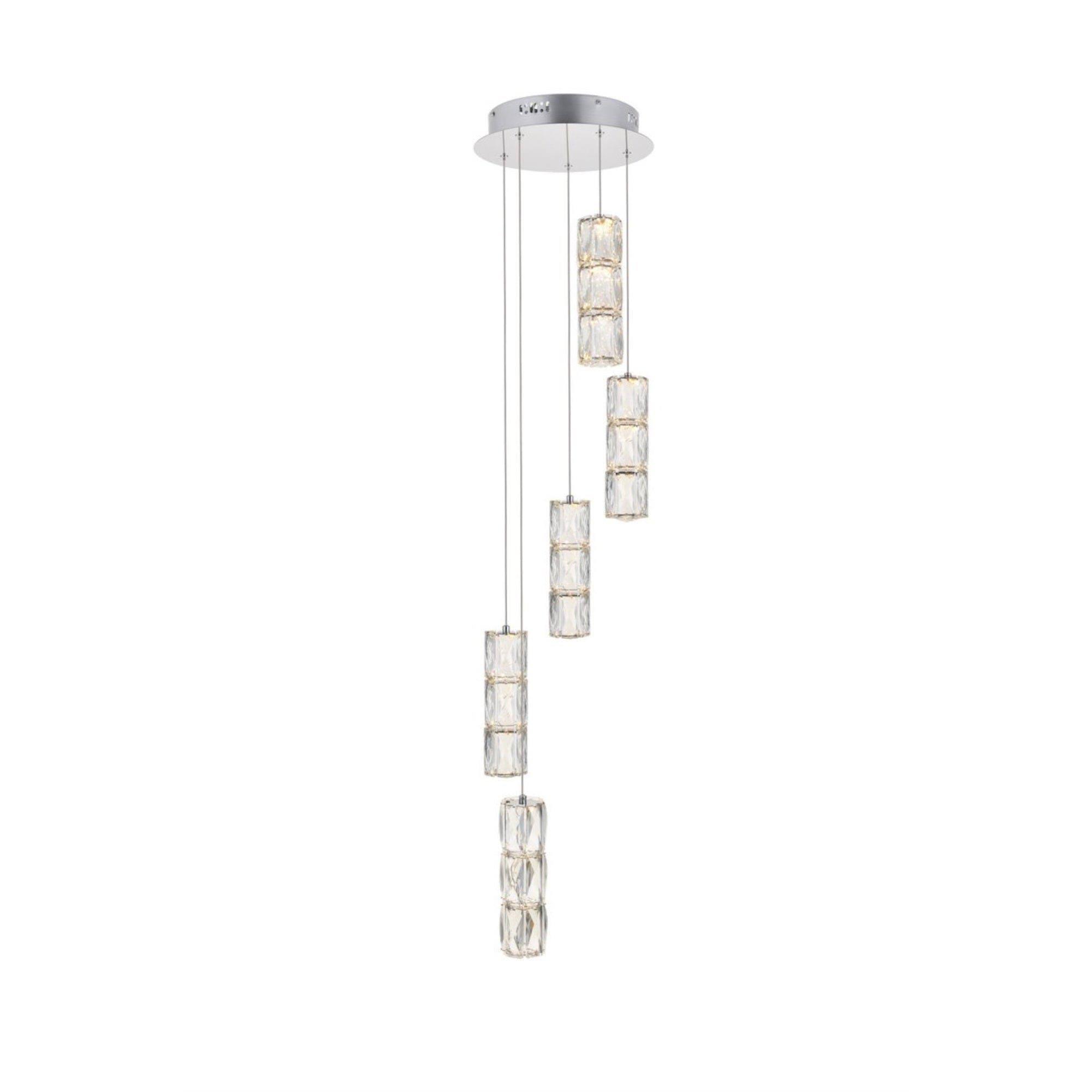 Elegant Lighting Chrome Pendant Light Clear Crystal 12inD x 9.2inH Model 3500D5RC