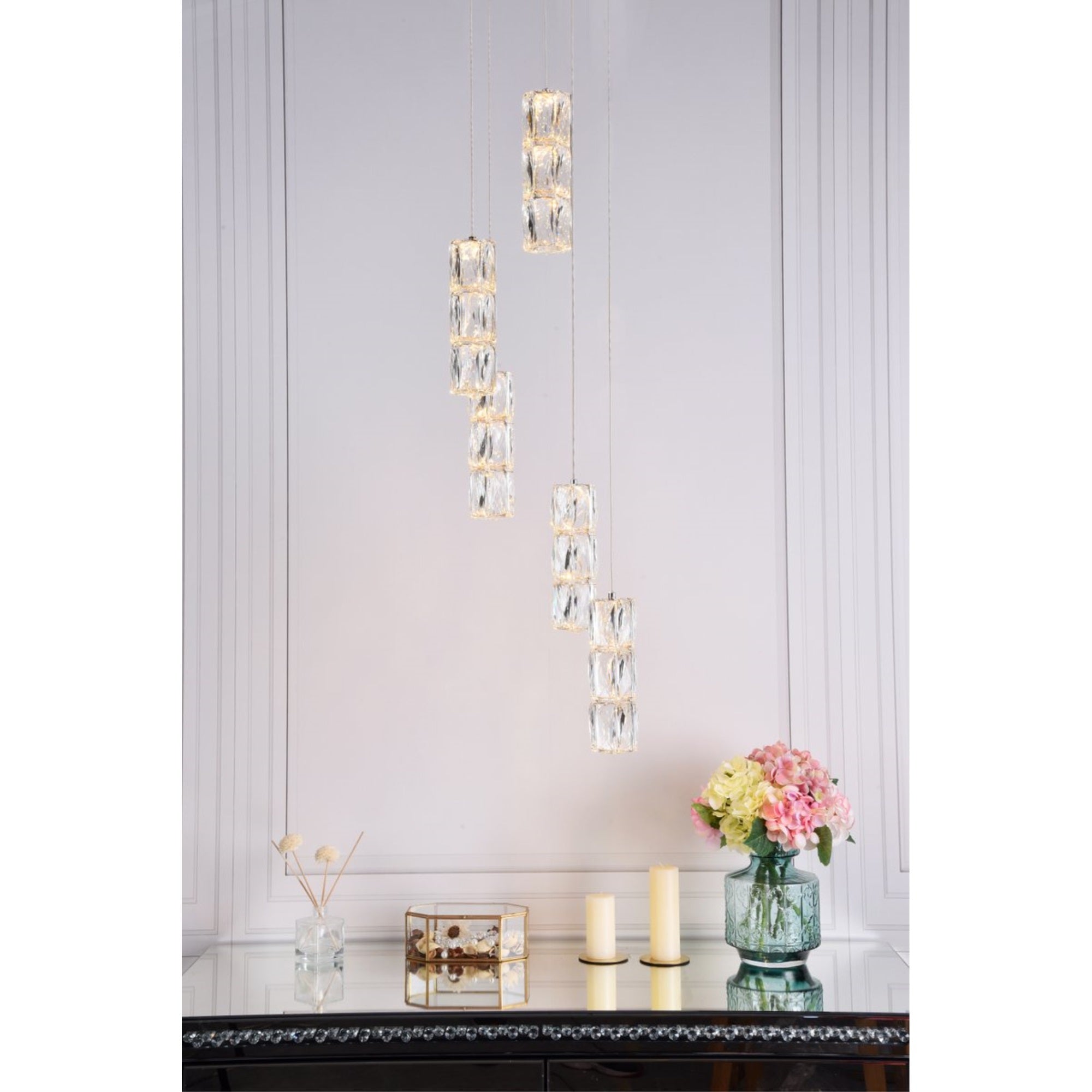 Elegant Lighting Chrome Pendant Light Clear Crystal 12inD x 9.2inH Model 3500D5RC