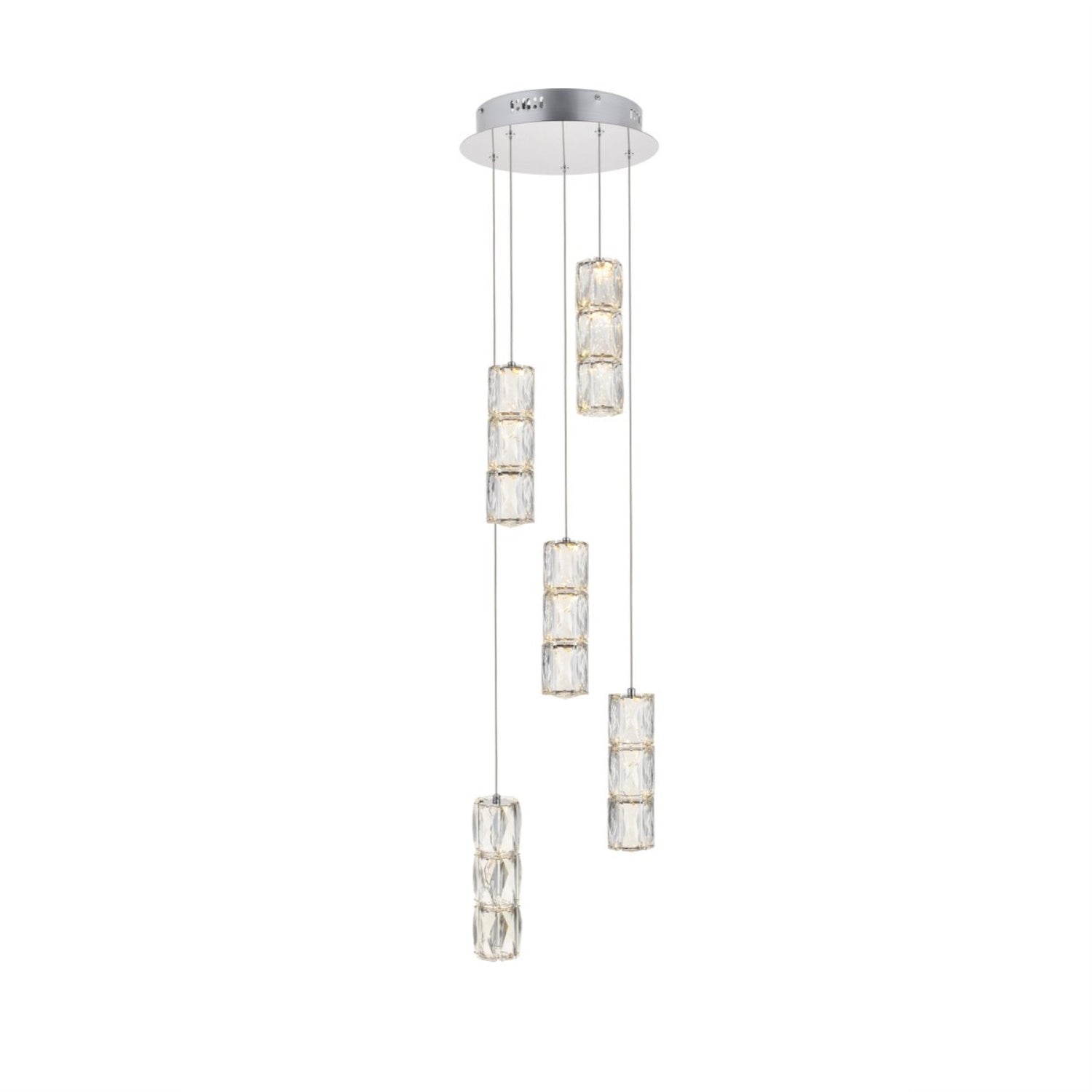 Elegant Lighting Chrome Pendant Light Clear Crystal 12inD x 9.2inH Model 3500D5RC