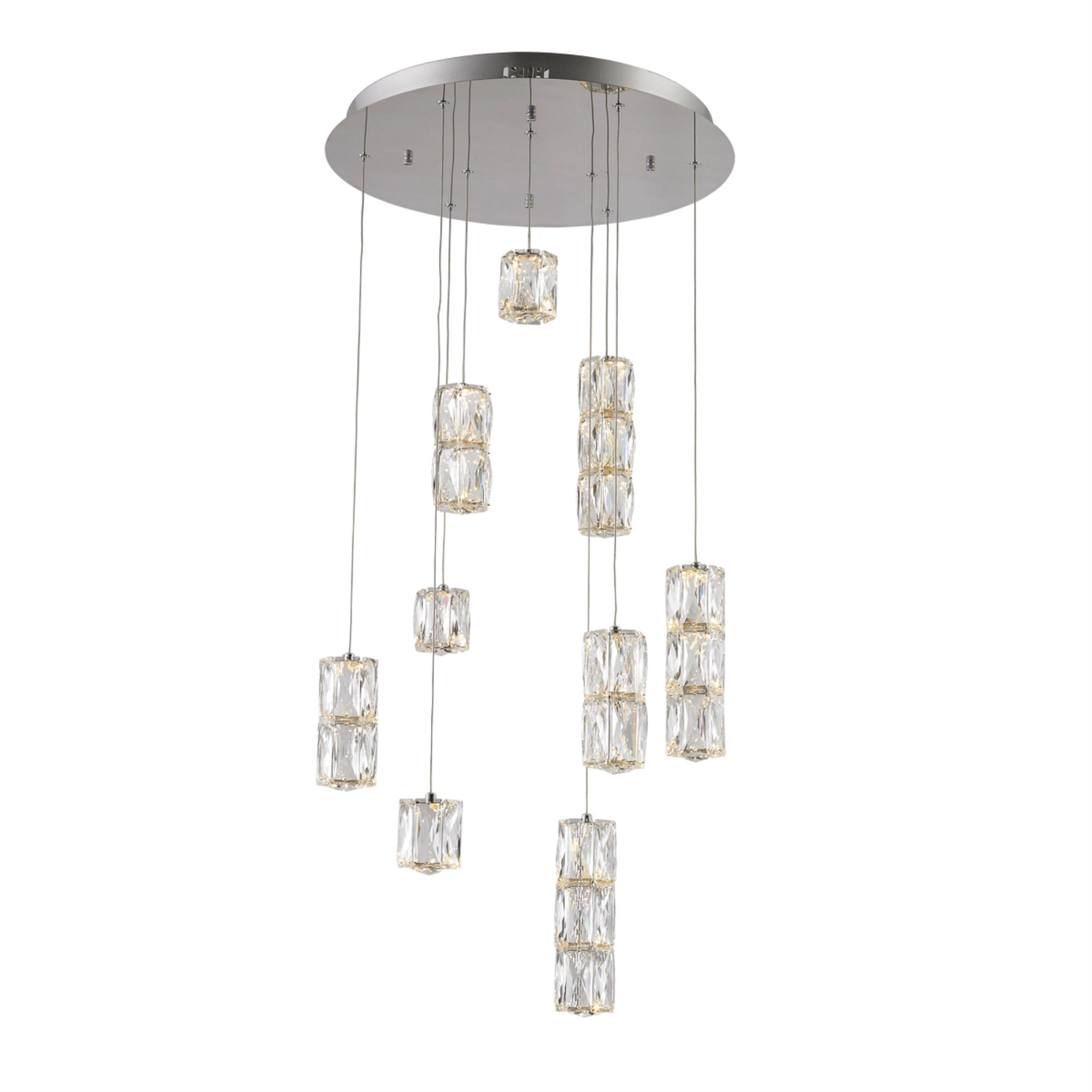Elegant Lighting Lincoln 10-Light Chandelier, Polished Nickel, Clear Royal Cut Crystal, Model 3500D9C