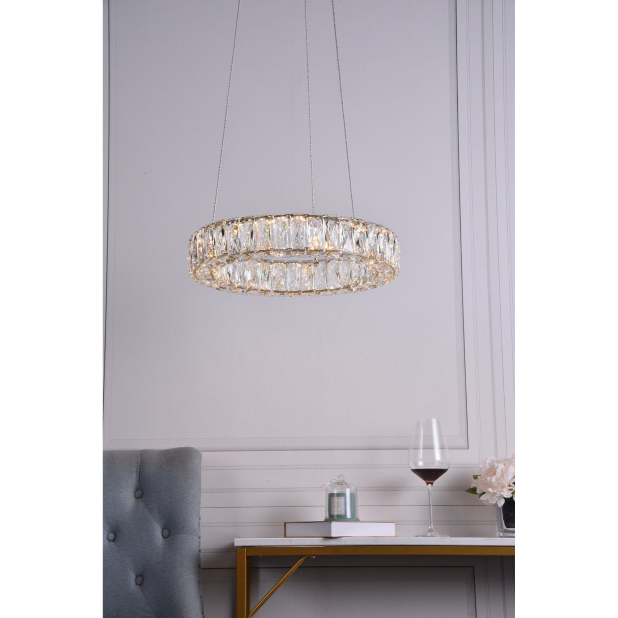 Elegant Lighting Indoor Modern Home Decorative Bright Monroe Integrated Led Chip Light Gold Pendant Clear Royal Cut Crystal