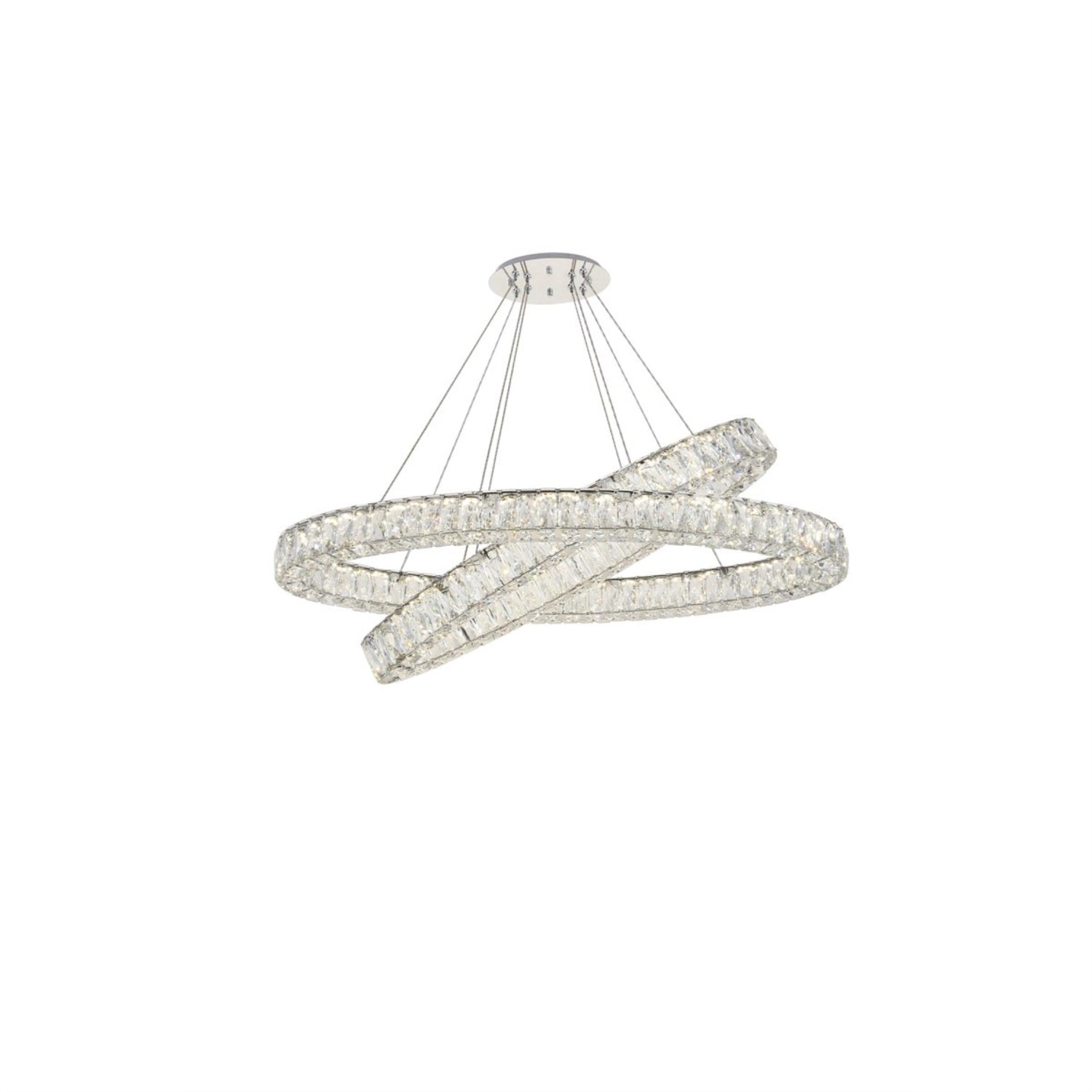 Monroe Integrated Led Light Chrome Chandelier Clear Royal Cut Crystal