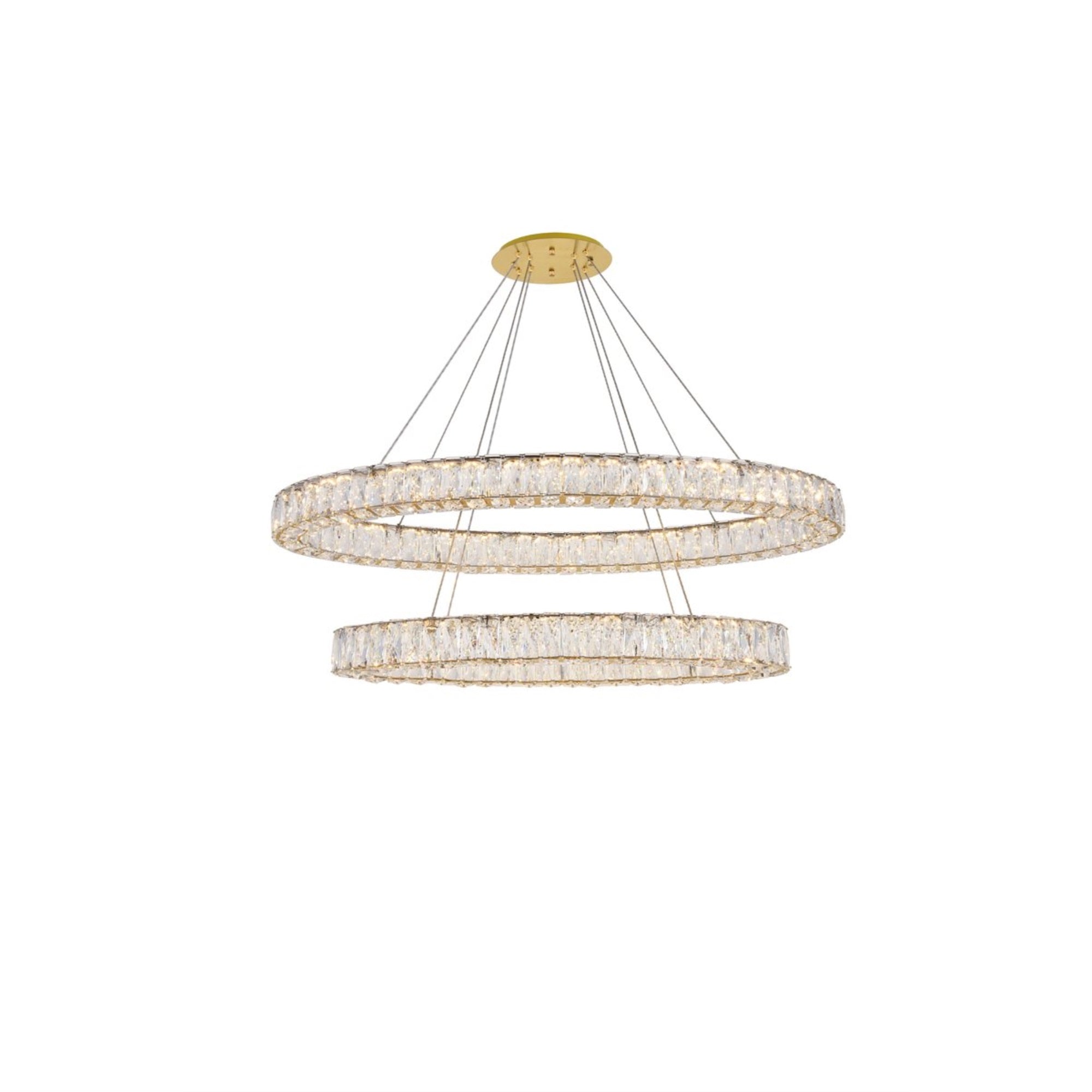 Monroe Integrated Led Light Gold Chandelier Clear Royal Cut Crystal