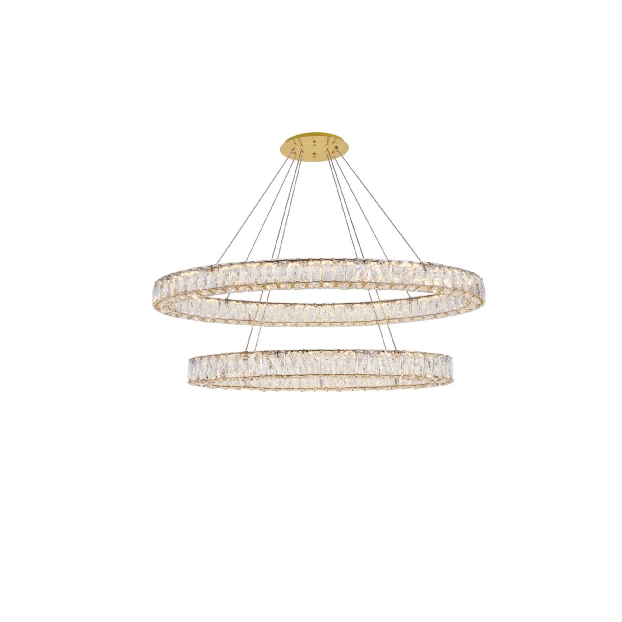 Elegant Lighting Indoor Modern Home Decorative Bright Monroe Integrated Led Light Gold Chandelier Clear Royal Cut Crystal