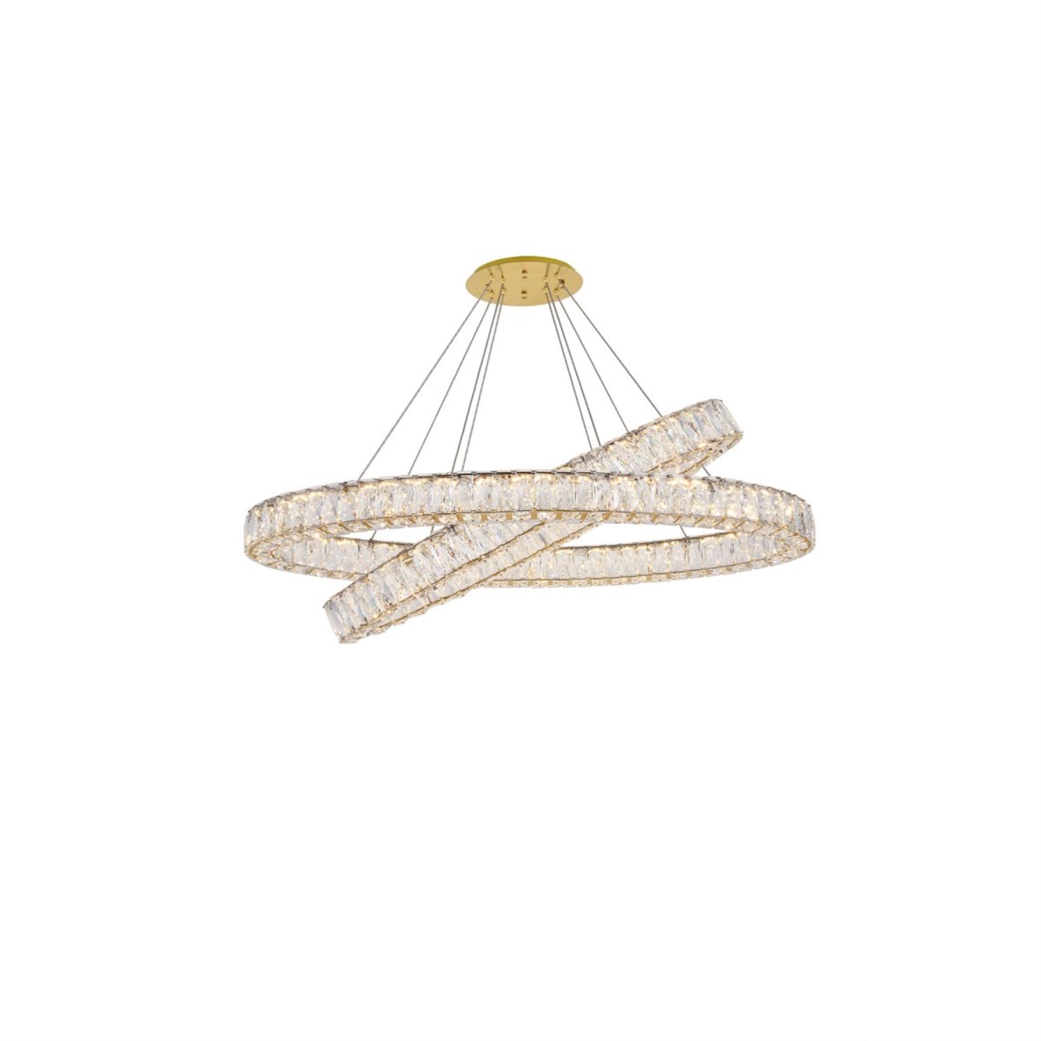 Elegant Lighting Indoor Modern Home Decorative Bright Monroe Integrated Led Light Gold Chandelier Clear Royal Cut Crystal