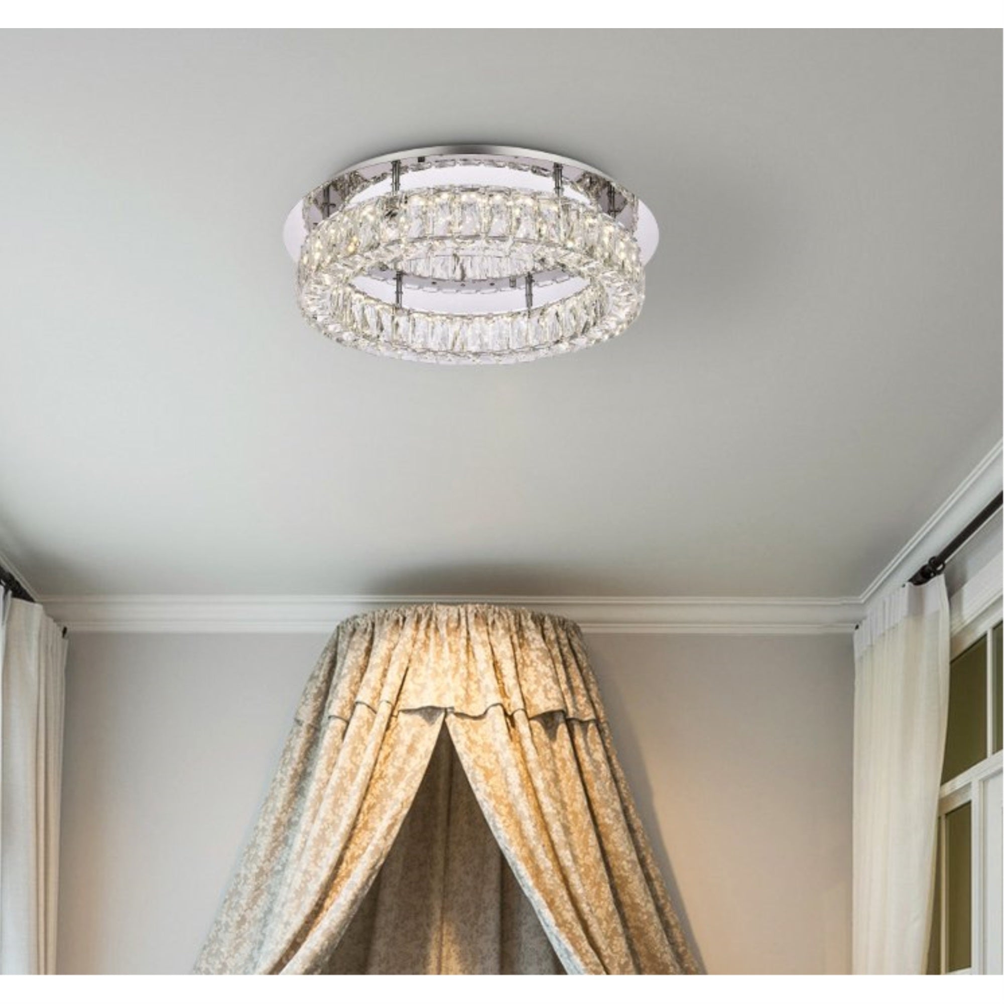 Elegant Lighting Indoor Modern Bright Home Decorative Ceiling Lighting Monroe 22 Inch Led Single Flush Mount - Chrome