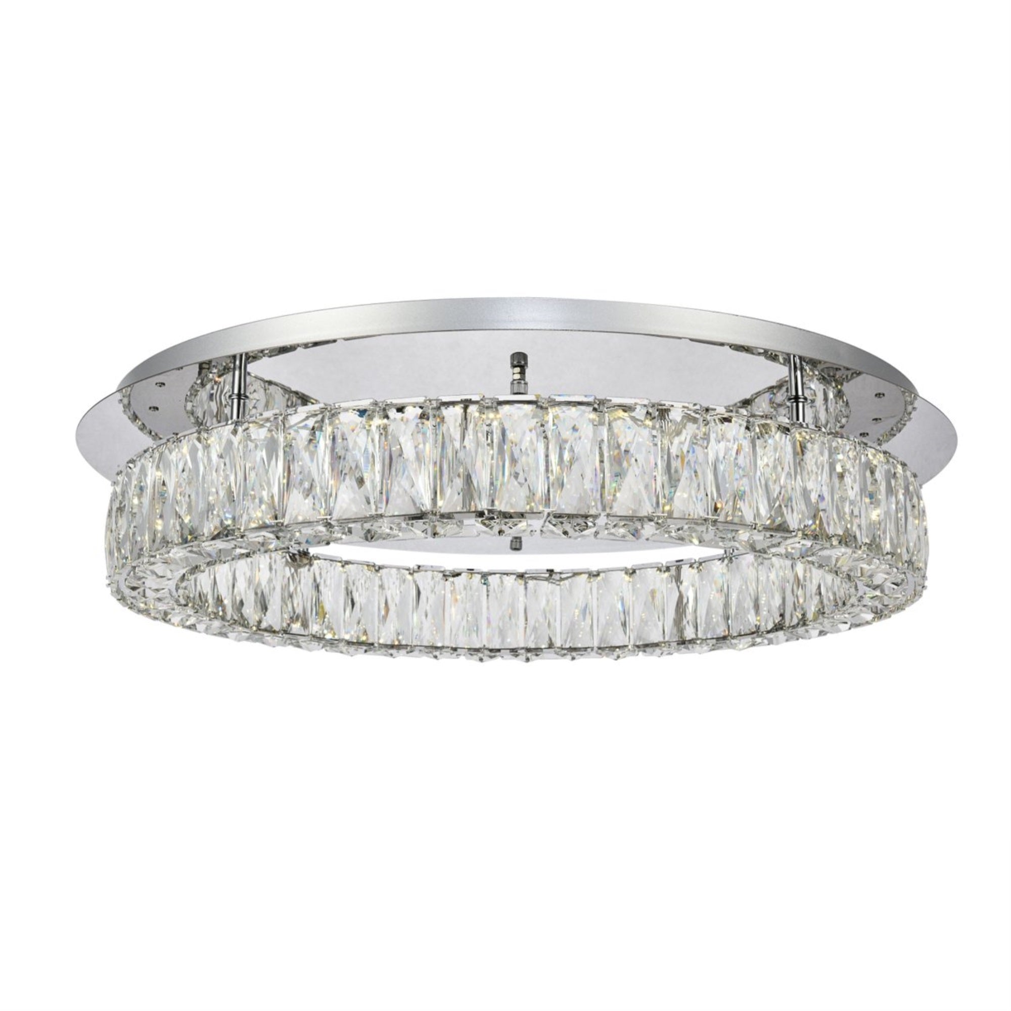 Elegant Lighting Modern Bright Home Decorative Monroe Led Light Chrome Flush Mount Clear Royal Cut Crystal - 25.6X25.6X5.1