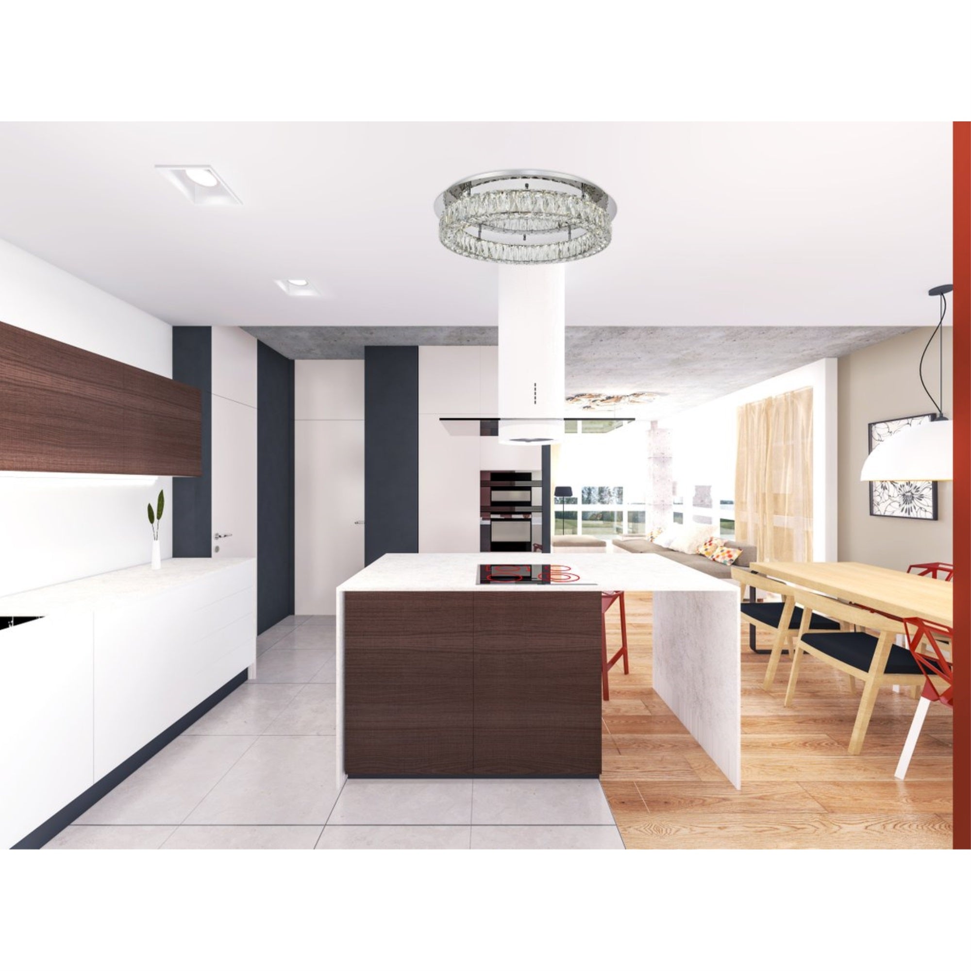 Elegant Lighting Modern Bright Home Decorative Monroe Led Light Chrome Flush Mount Clear Royal Cut Crystal - 25.6X25.6X5.1