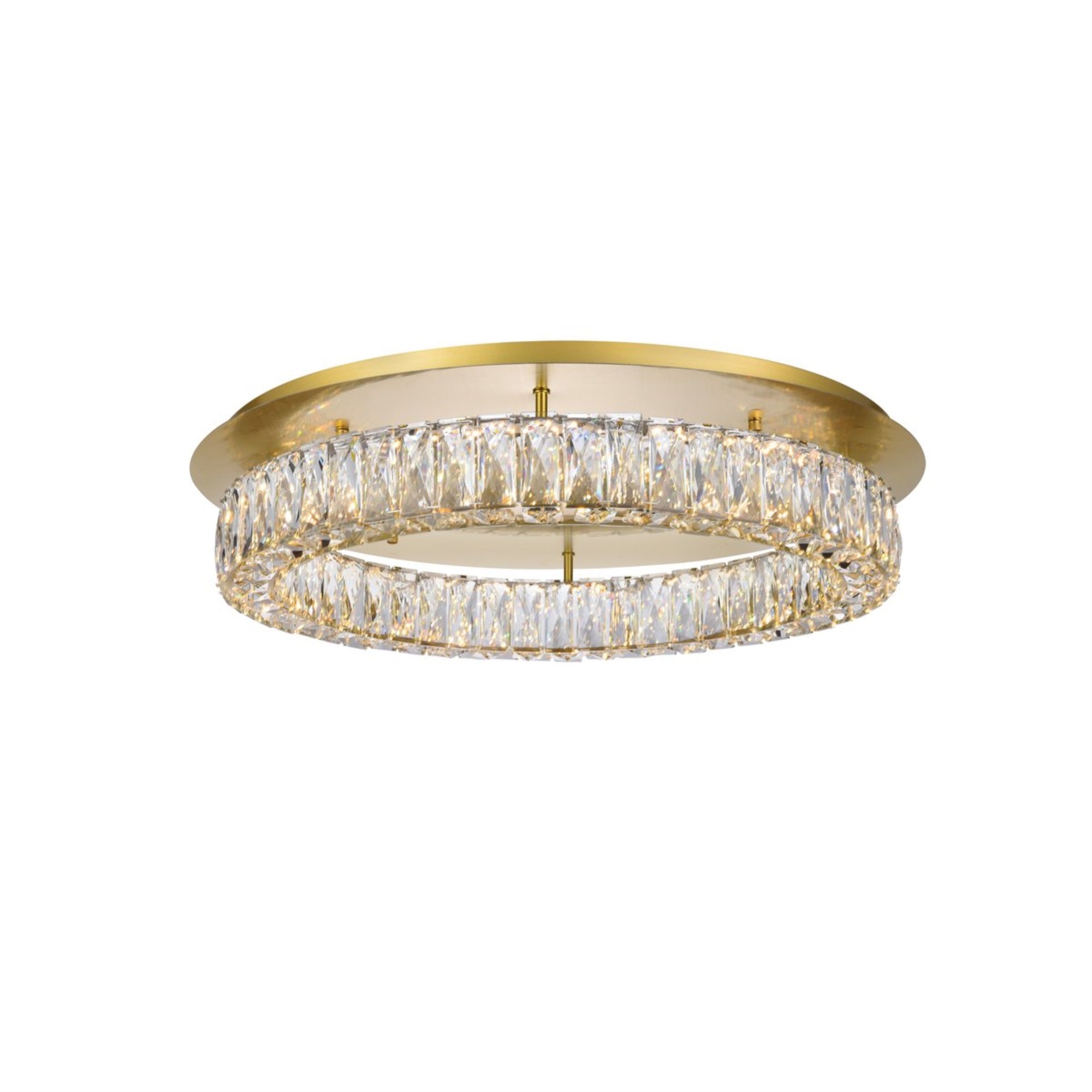 Elegant Lighting Gold Flush Mount Led Light With Clear Crystal, 25.6&quot; Modern Ceiling Fixture