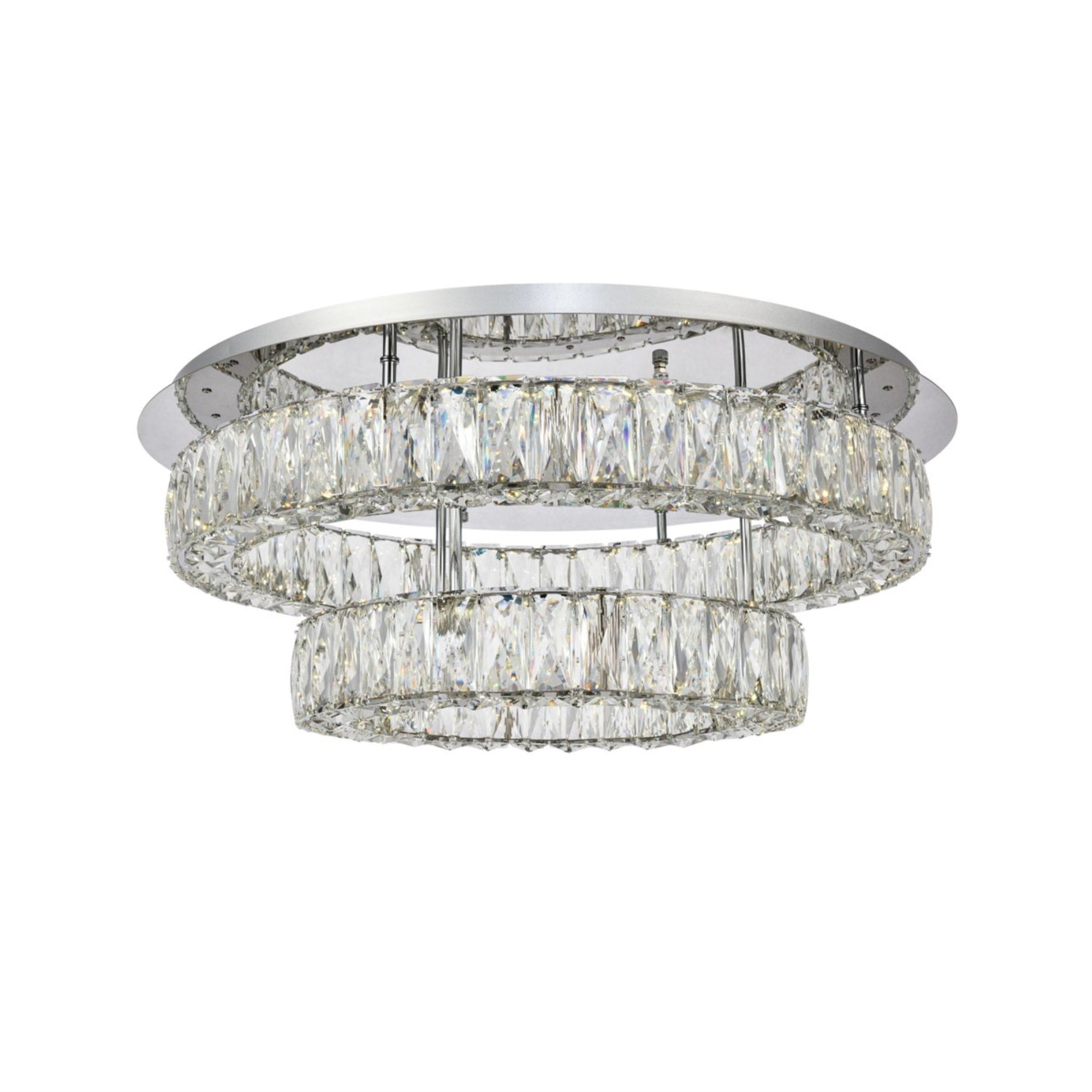 Elegant Lighting Monroe LED Flush Mount Light, Chrome, Crystal, 25.6inx25.6inx10in, Model 3503F26L2C
