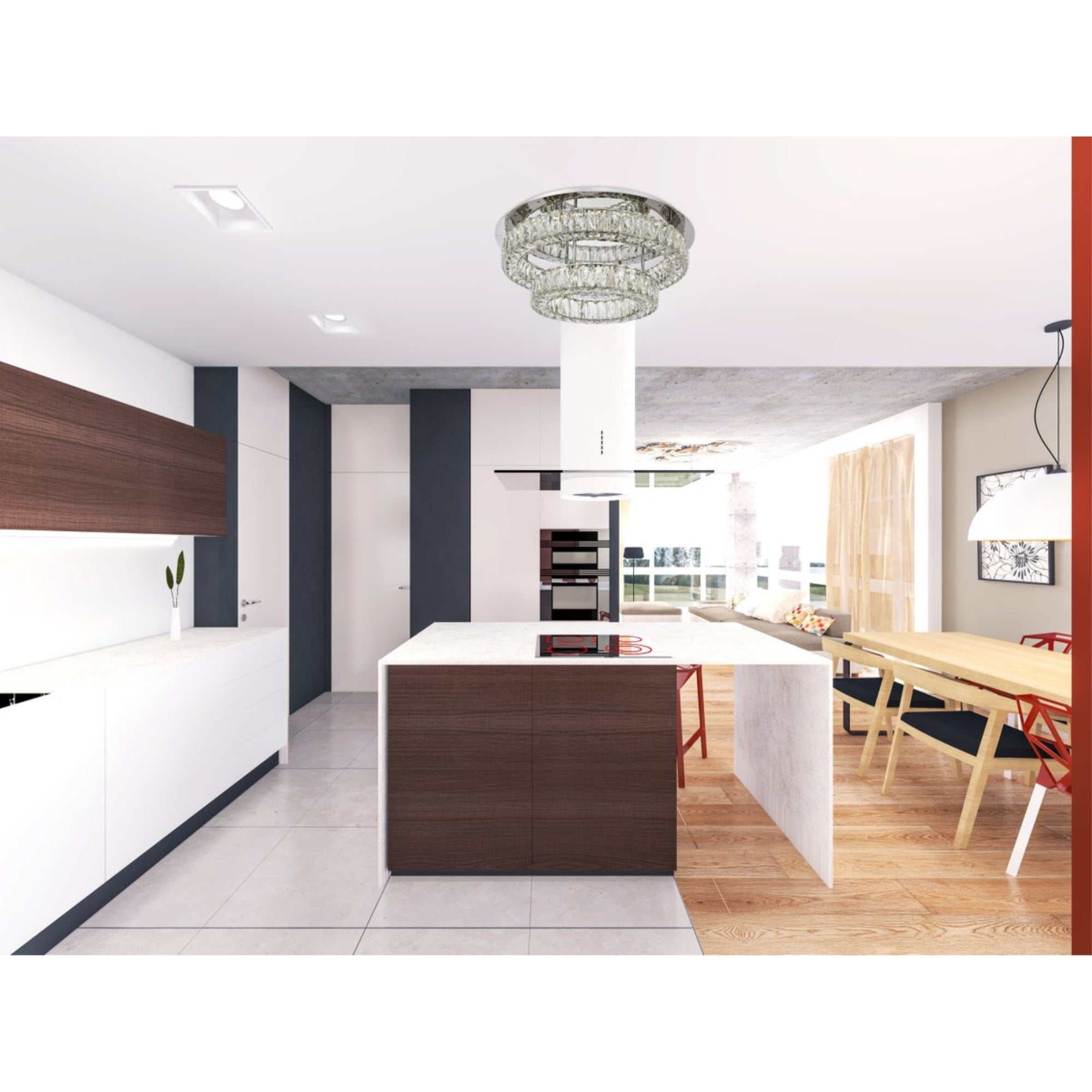 Elegant Lighting Monroe LED Flush Mount Light, Chrome, Crystal, 25.6inx25.6inx10in, Model 3503F26L2C