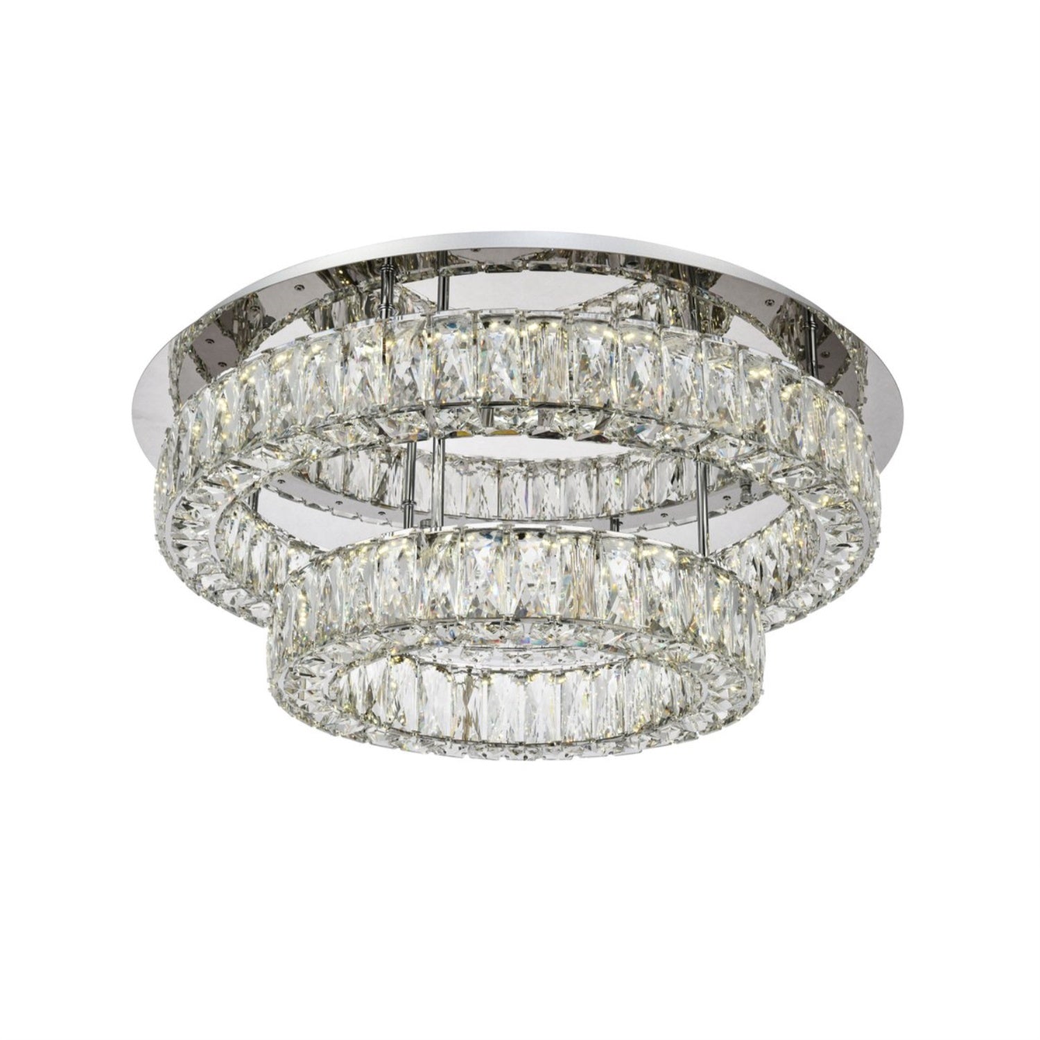 Elegant Lighting Monroe LED Flush Mount Light, Chrome, Crystal, 25.6inx25.6inx10in, Model 3503F26L2C