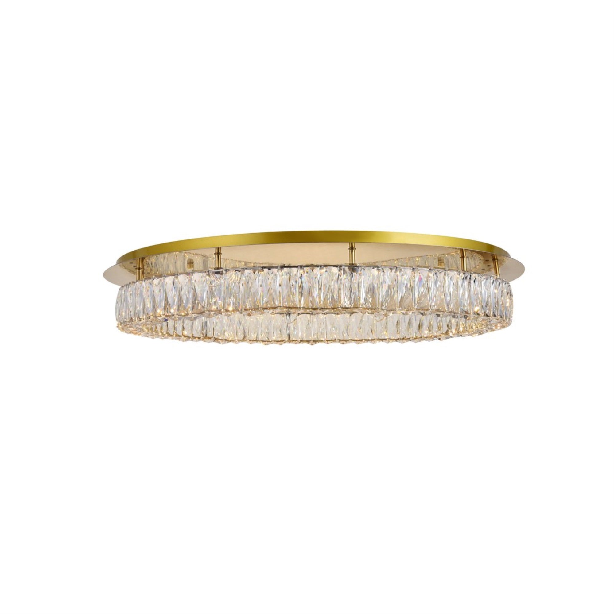 Elegant Lighting LED Flush Mount Light Gold 34inLx34inWx5.1inH Stainless Steel, Wood, Glass, Crystal Model 3503F33G