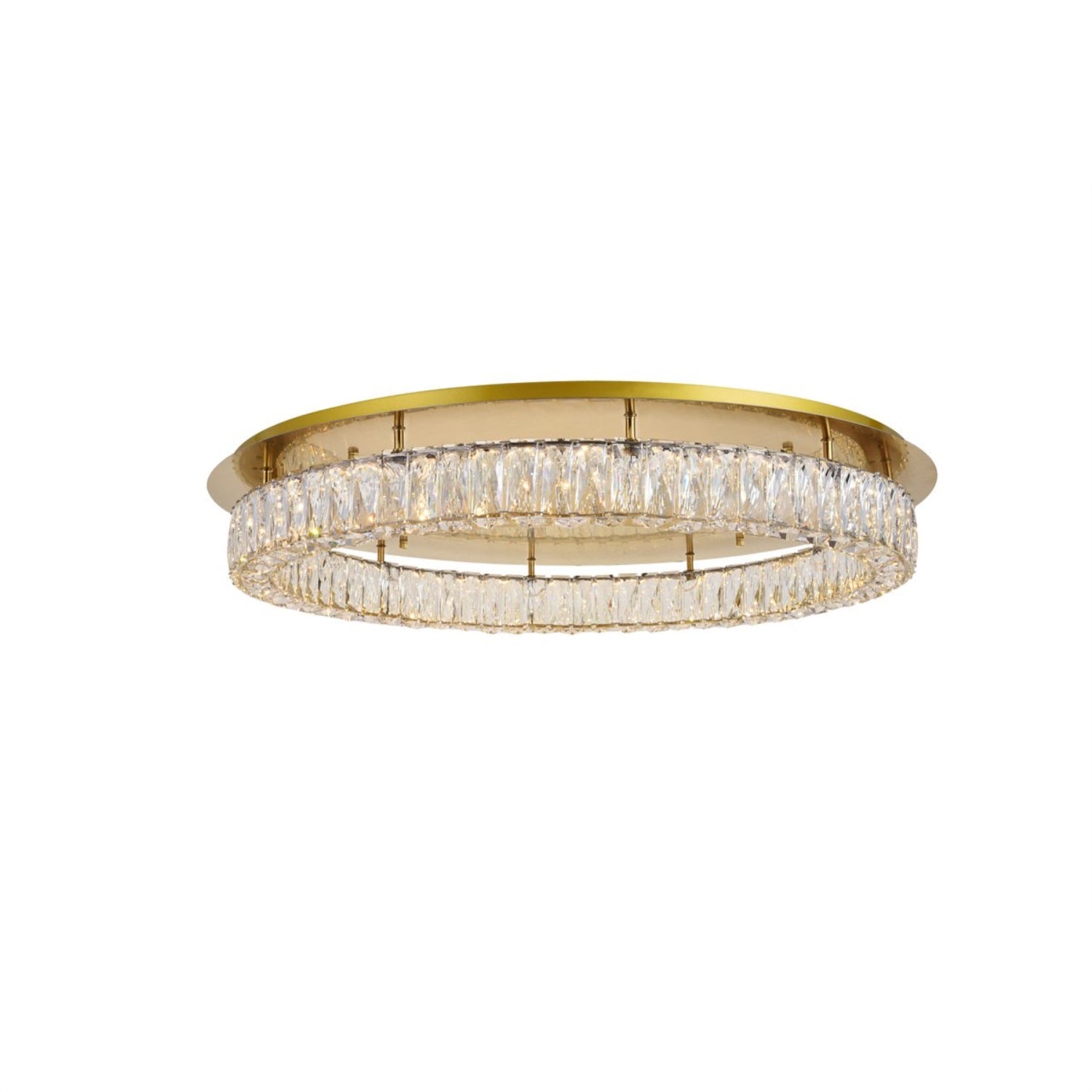 Elegant Lighting LED Flush Mount Light Gold 34inLx34inWx5.1inH Stainless Steel, Wood, Glass, Crystal Model 3503F33G